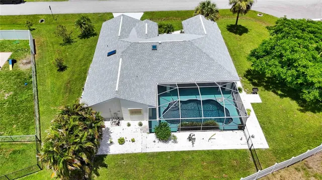 an aerial view of a house