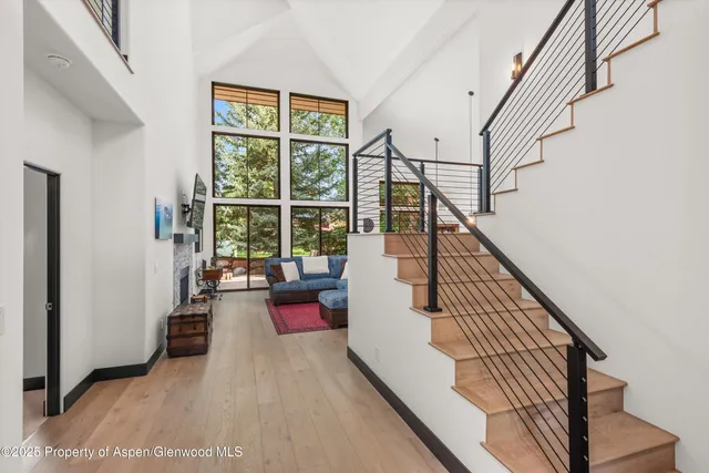 a view of entryway and workspace