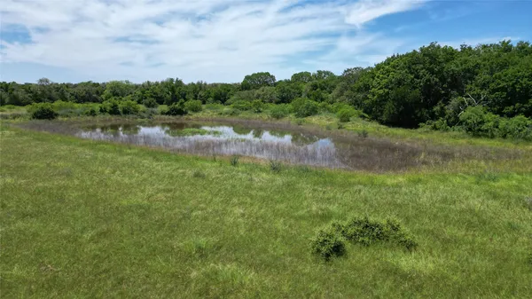 a view of a field of grass and trees