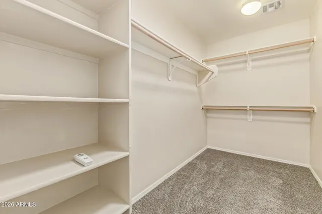 a view of an empty walk in closet