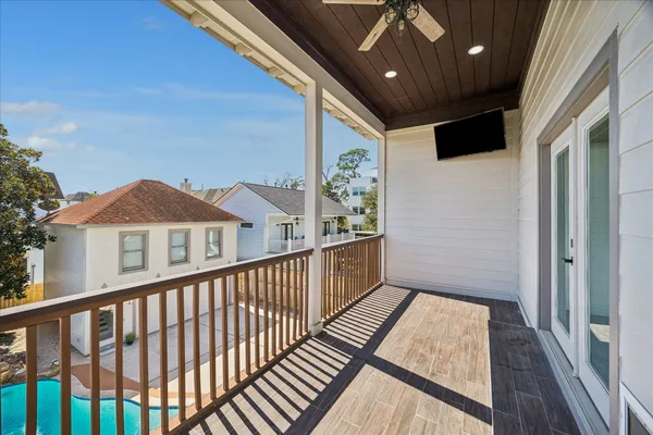 a view of a wooden deck