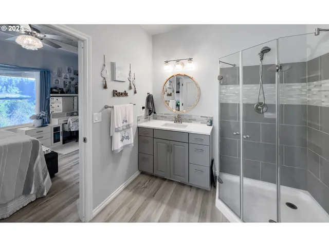 a open kitchen with sink refrigerator and window