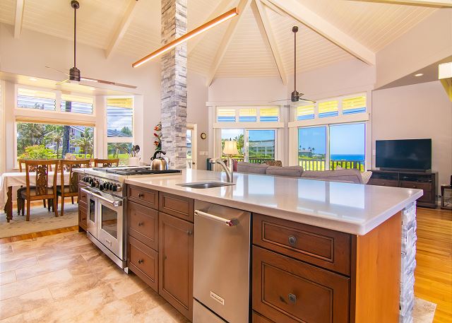 3564 Kaweonui Road Princeville, HI 96722 - Photo 2 of 30 a kitchen with stainless steel appliances a sink and cabinets