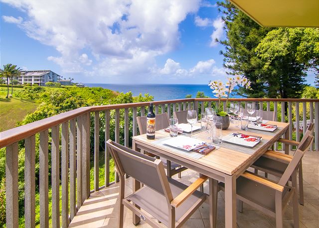 3564 Kaweonui Road Princeville, HI 96722 - Photo 7 of 30 a view of a balcony with wooden floor and city view