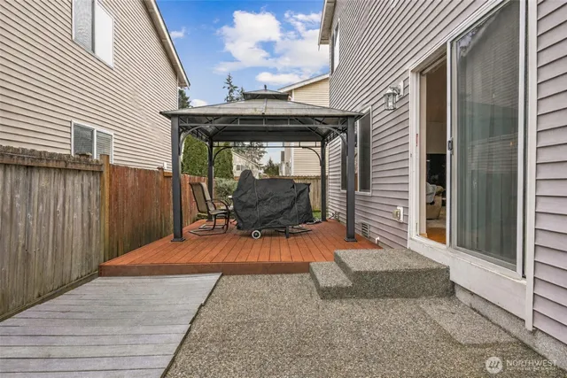 a view of outdoor space deck and kitchen