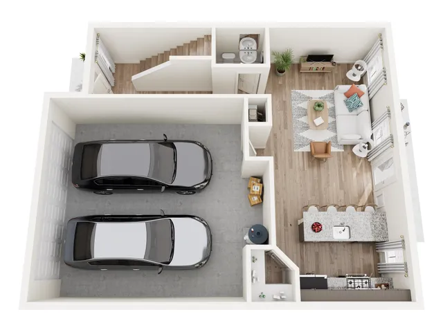 a living room with furniture and a couch