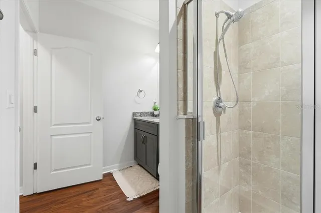 a view of empty room with windows