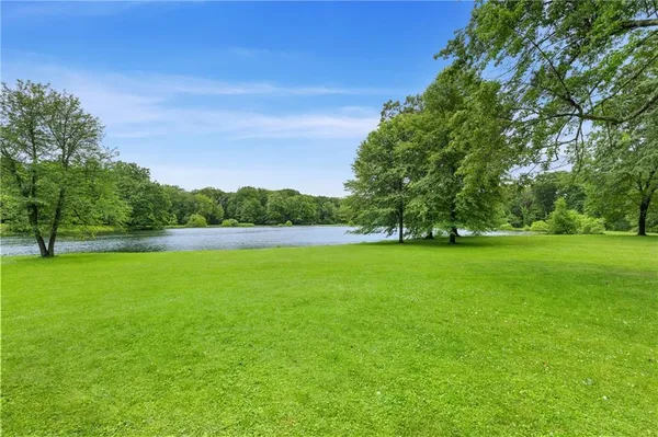 a view of a park with trees and grass
