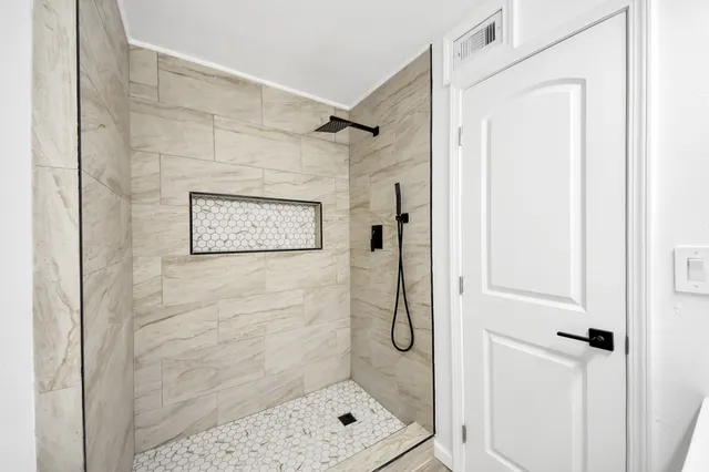 a bathroom with a shower