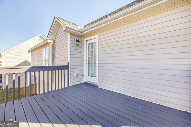 a view of a wooden deck