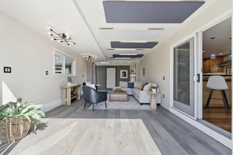 a living room with furniture