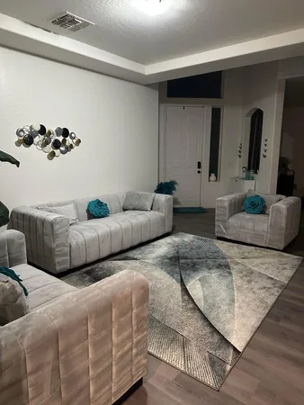 a living room with furniture