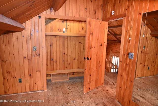 a view of wooden door