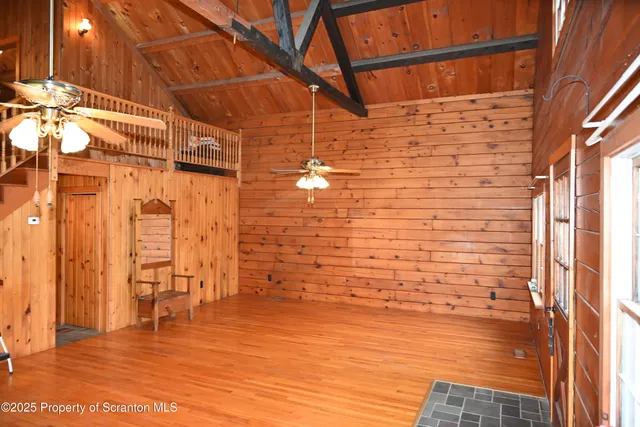 a view of wooden door