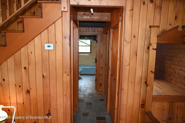 a view of a wooden door