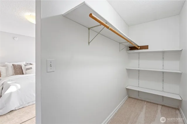 a view of an empty walk in closet