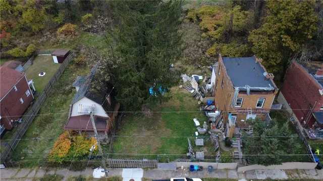an aerial view of multiple houses