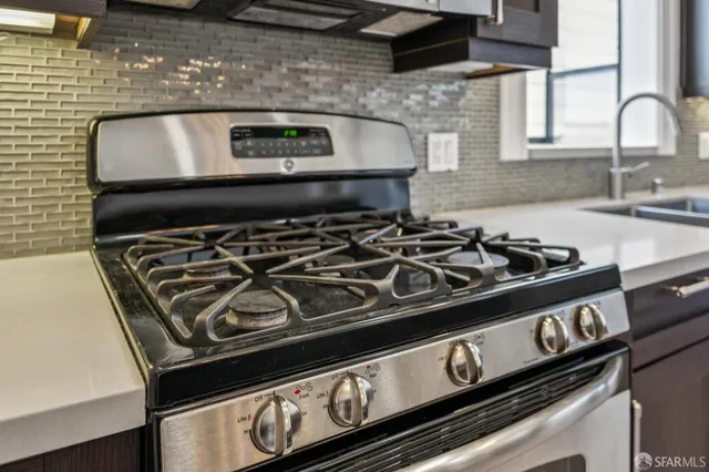 a close view of a stove top oven