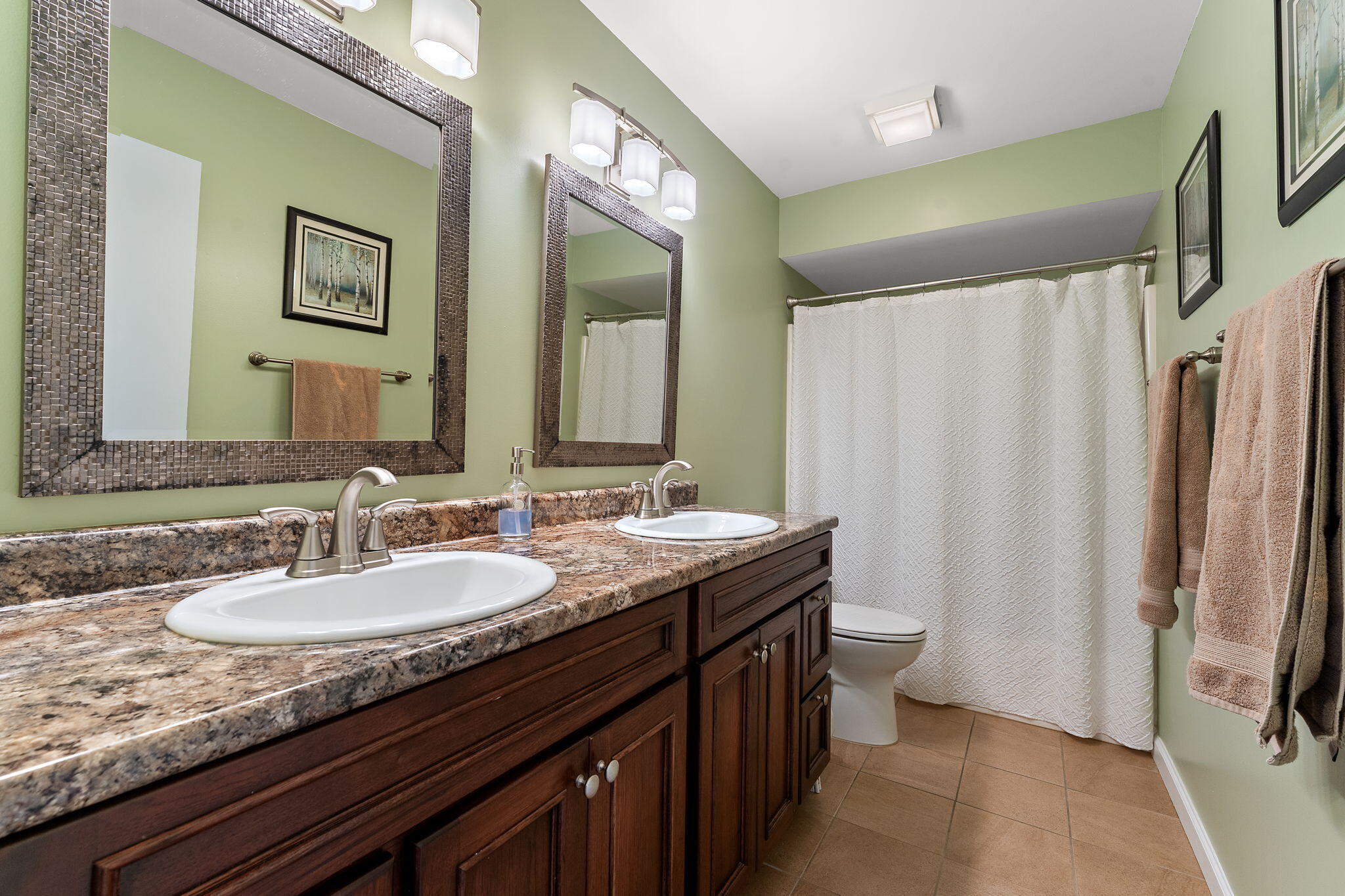 8748 Durbin Lane Crown Point, IN 46307 - Photo 30 of 47 a bathroom with a granite countertop sink a mirror a and a shower