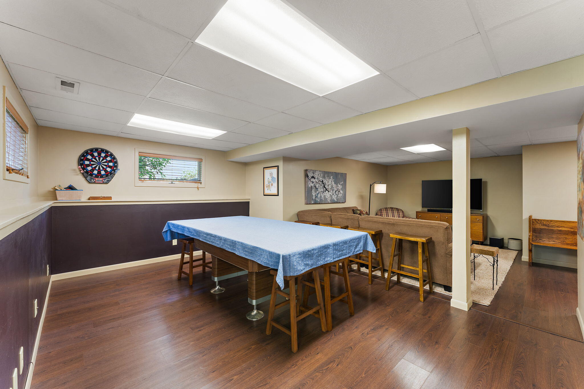 8748 Durbin Lane Crown Point, IN 46307 - Photo 33 of 47 a room with furniture pool table wooden floor and a rug
