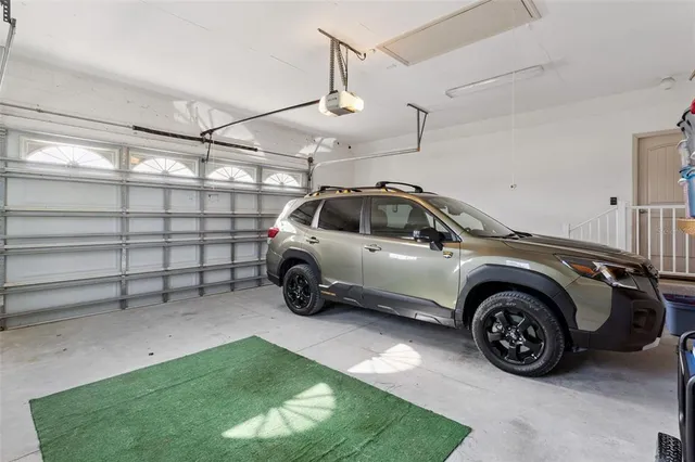 a view of a car in a garage