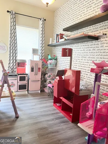 a living room with furniture