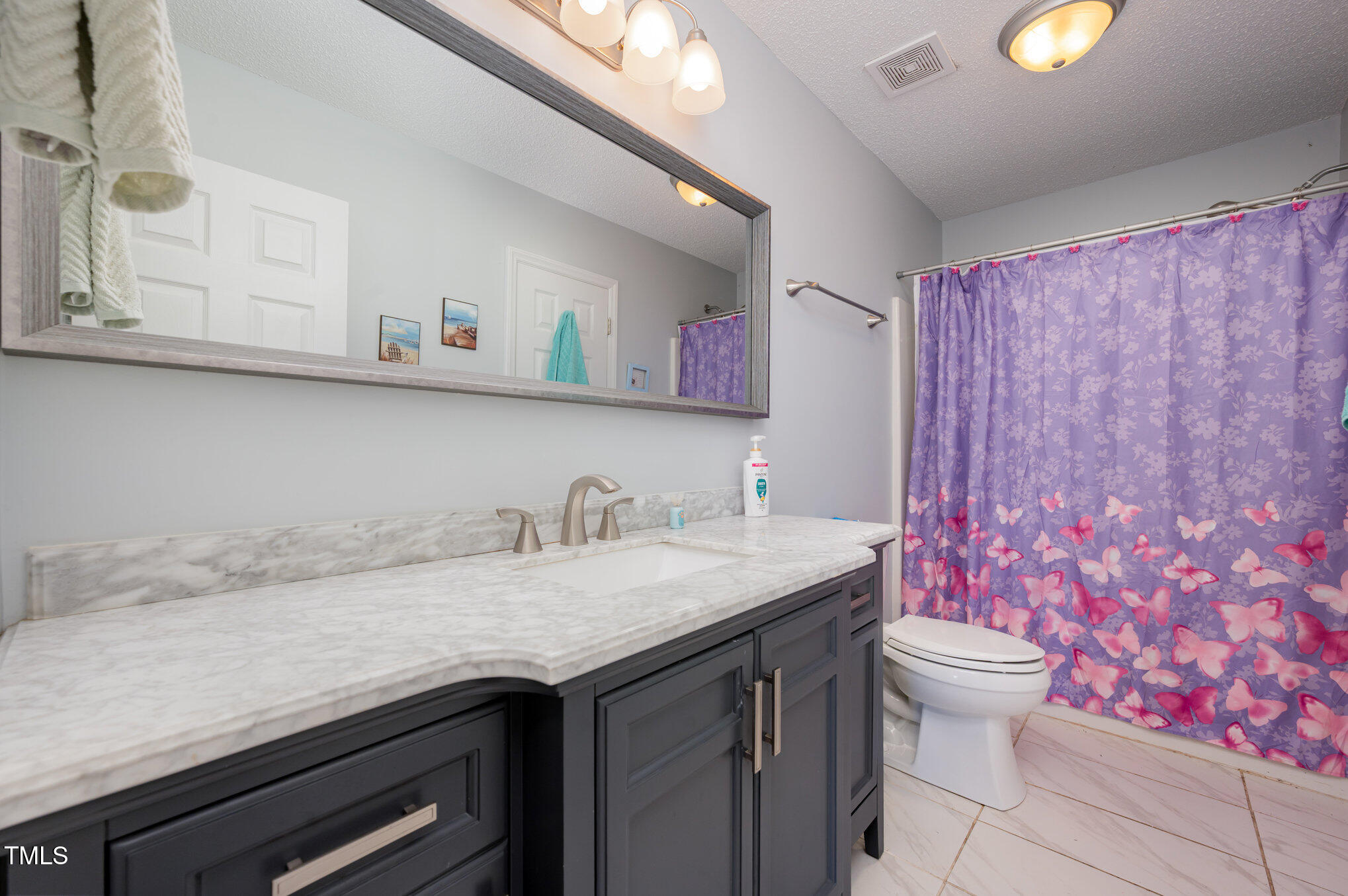 475 Jim Moore Road Timberlake, NC 27583 - Photo 15 of 26 a bathroom with a granite countertop sink and a toilet