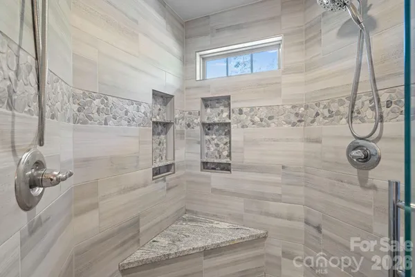 a bathroom with a shower