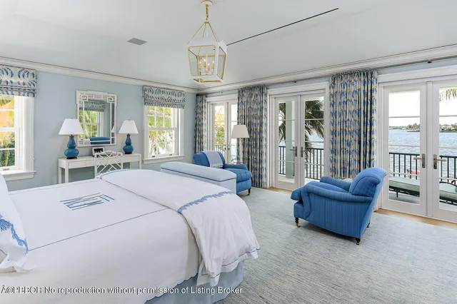 a spacious bedroom with a bed and a large window