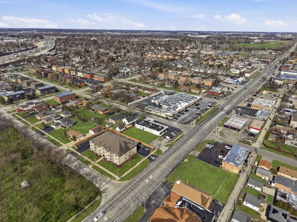 an aerial view of a city