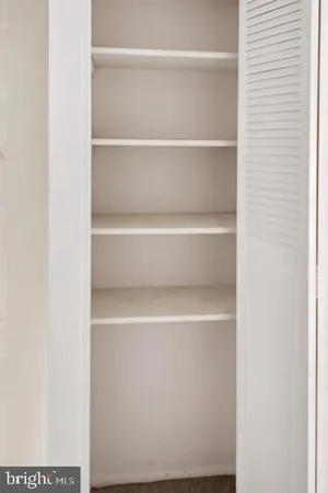 a view of walk in closet with empty racks