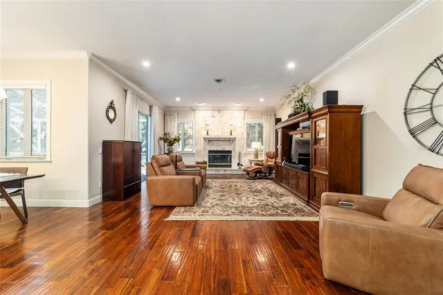 a view of a swimming pool with a patio