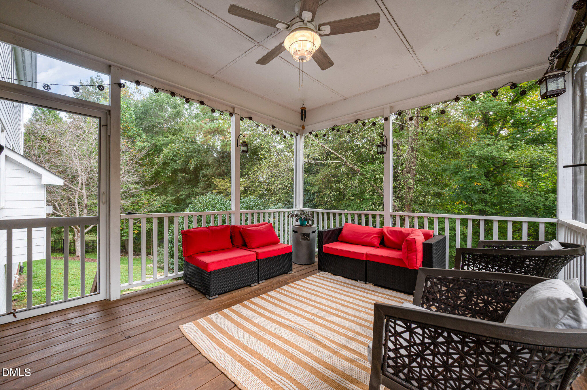 2116 Covered Bridge Court Raleigh, NC 27614 - Photo 30 of 36 a balcony with furniture and wooden floor