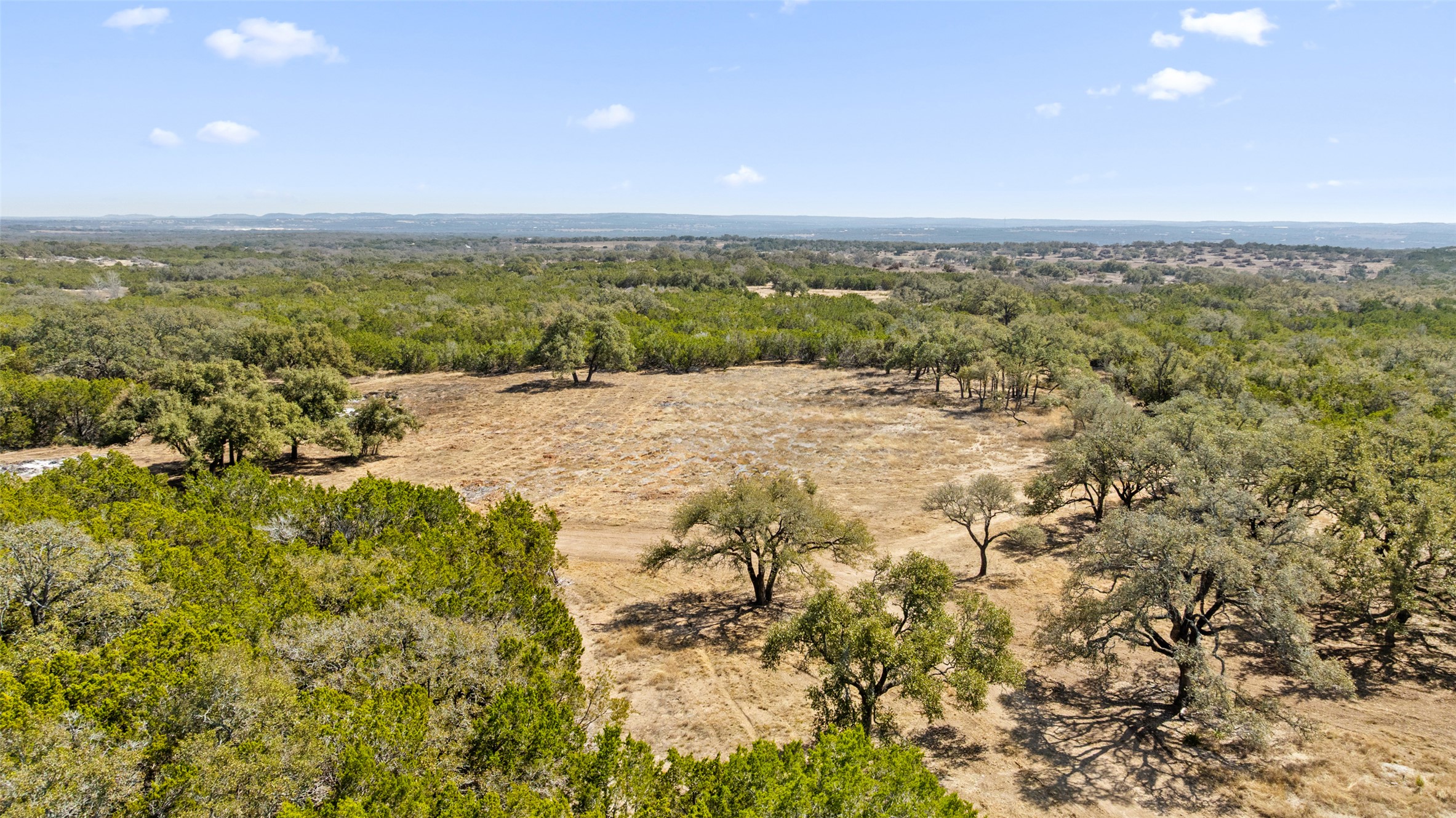 535 Becker Road Johnson City, TX 78636 - Photo 5 of 6 A sprawling landscape reveals a mix of verdant trees and sun-kissed clearings, offering tranquil natural beauty.