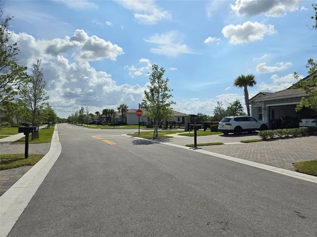 a view of a street with houses
