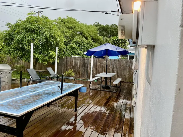 a view of a street with a fountain