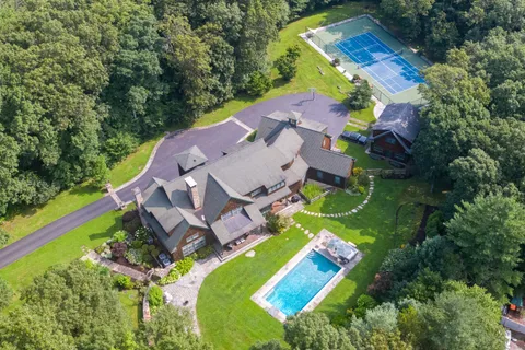 an aerial view of a house