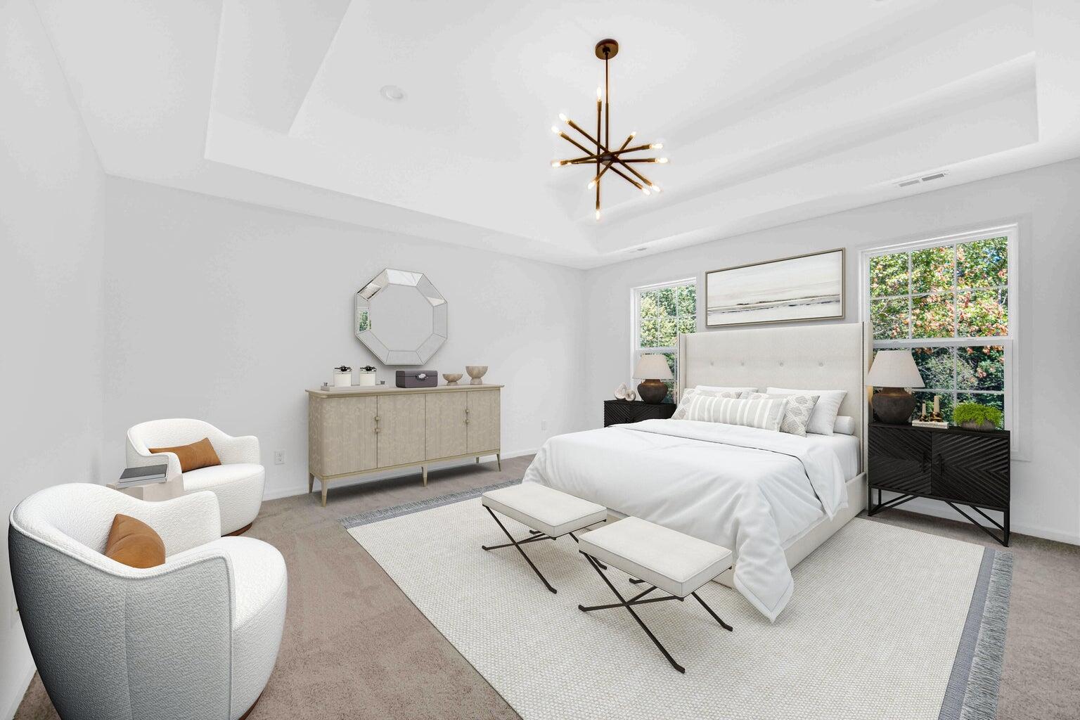 712 Verdano Terrace Crown Point, IN 46307 - Photo 12 of 24 a bedroom with furniture and a chandelier