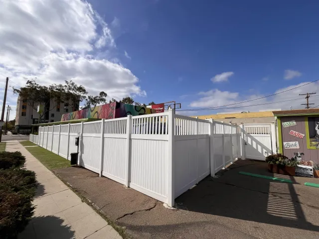 a front view of retail shop with outdoor seating