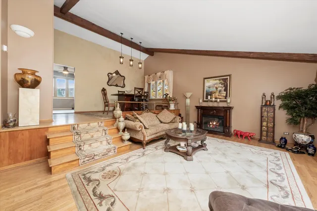 a living room with furniture window and a fireplace
