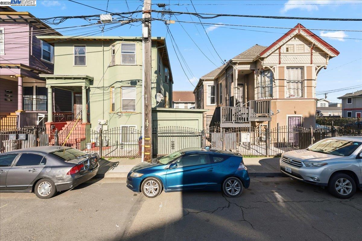 a car parked in front of a house