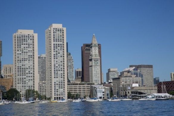 a view of city with tall buildings