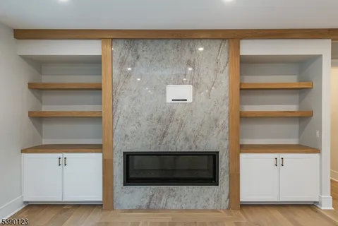 a living room with closet