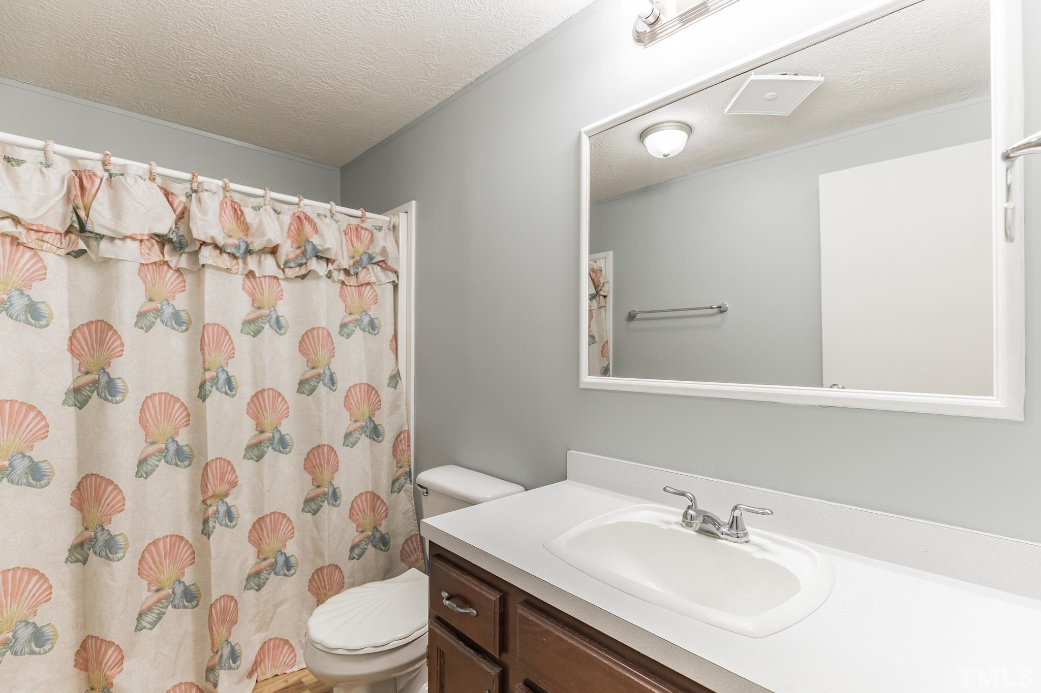 290 Thomas Cash Road Apex, NC 27523 - Photo 25 of 40 a bathroom with a sink toilet a mirror and shower