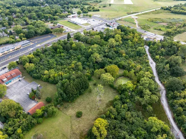 a view of a garden with an outdoor space