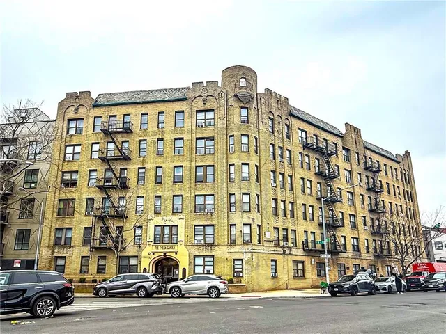 front view of a building with a street