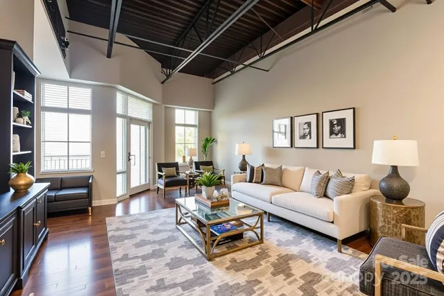 a living room with furniture or couch and a window