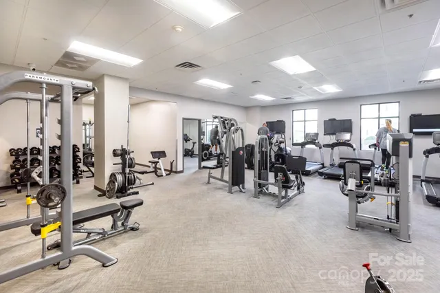 a view of a room with gym equipment