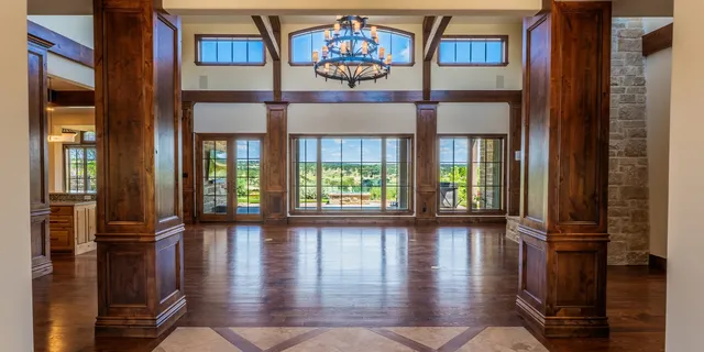 a view of an entryway with a glass door