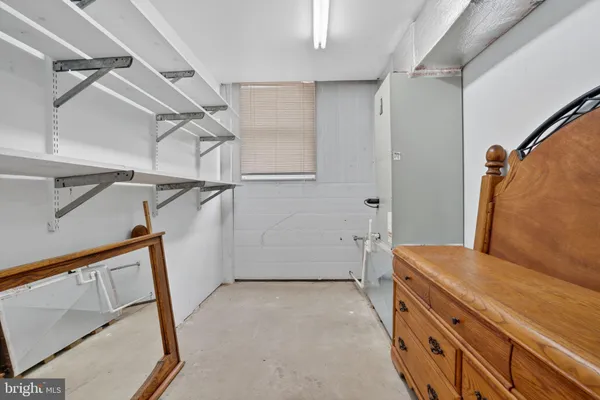 a view of walk in closet with empty racks